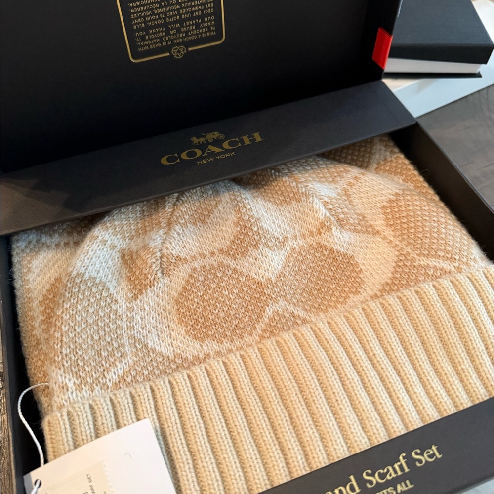 Coach Tan and Cream Knit Set